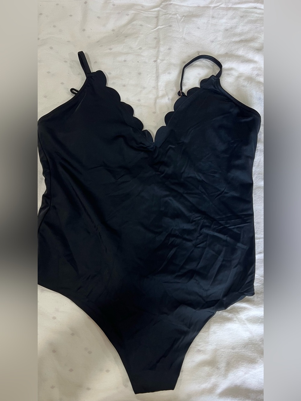 Vanilla Beach Black Scalloped One-Piece Swimsuit